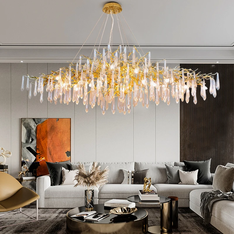 2021NEWPost modern luxury crystal chandelier northern Europe simple living room dining room lamp Club Villa lobby project lamps