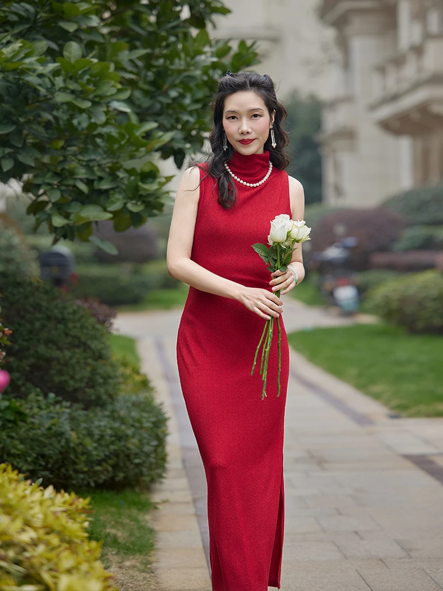 

Top Ulara anghai Sle Seductive Qipao Dr Vintage Ele Wine Serving Dr Improved Version Long Svel Gown