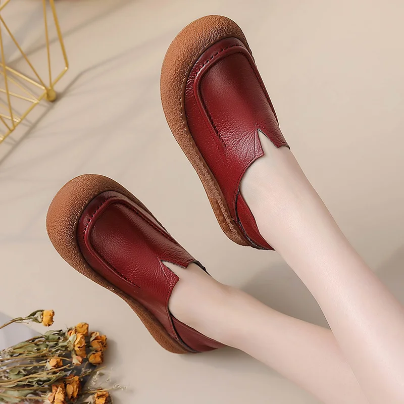 knee length dresses for ladies MK22410 - Rumi Flats Brown [Women's Leather Shoes]