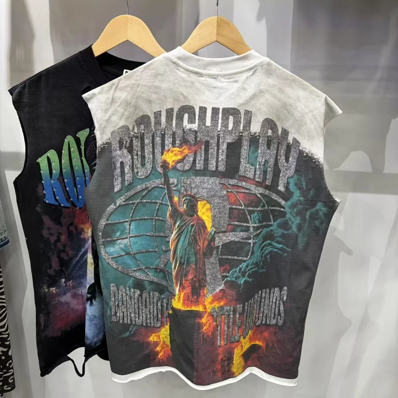 Summer New Rough Play T-shirt High Street Trend Fashion Hip Hop Men's Women's Tops