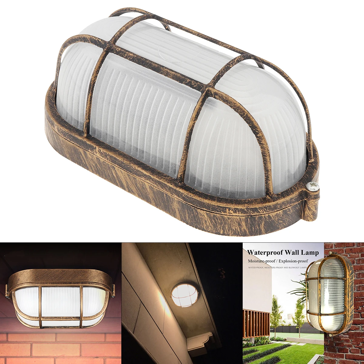 E26/E27 Retro Moisture Explosion-proof Outdoor Wall Light 100-240V Ceiling Lamp Outdoor Wall & Porch Lighting