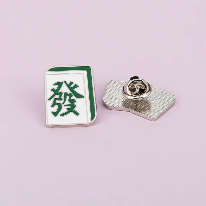 Mahjong Chinese Game Metal Badge Brooch Enamel Pin for Women Men Jackets Hat Lapel Pin Fashion Jewelry