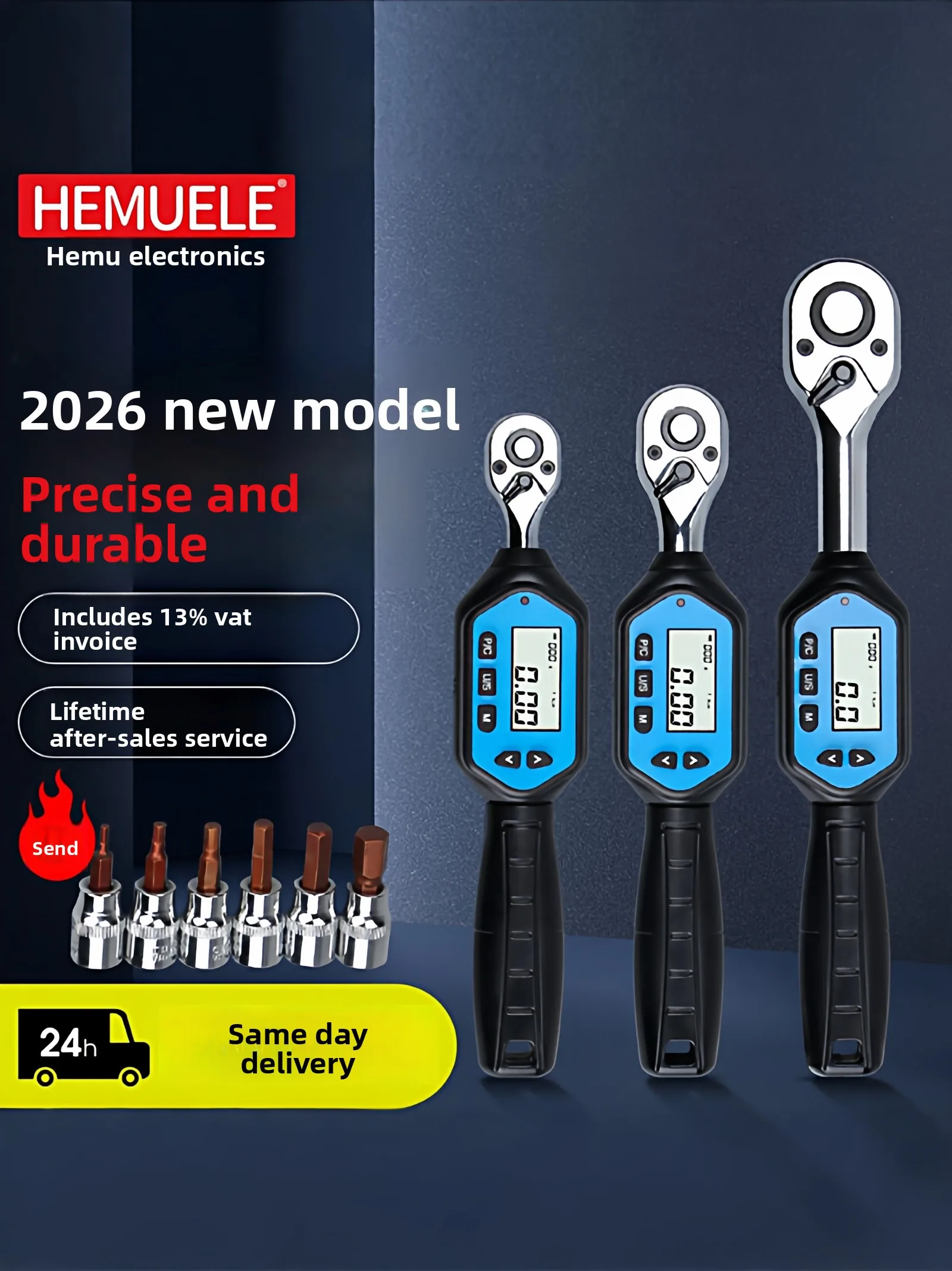 

Digital torque wrench - high-precision adjustable torque, preset ratchet socket head tester