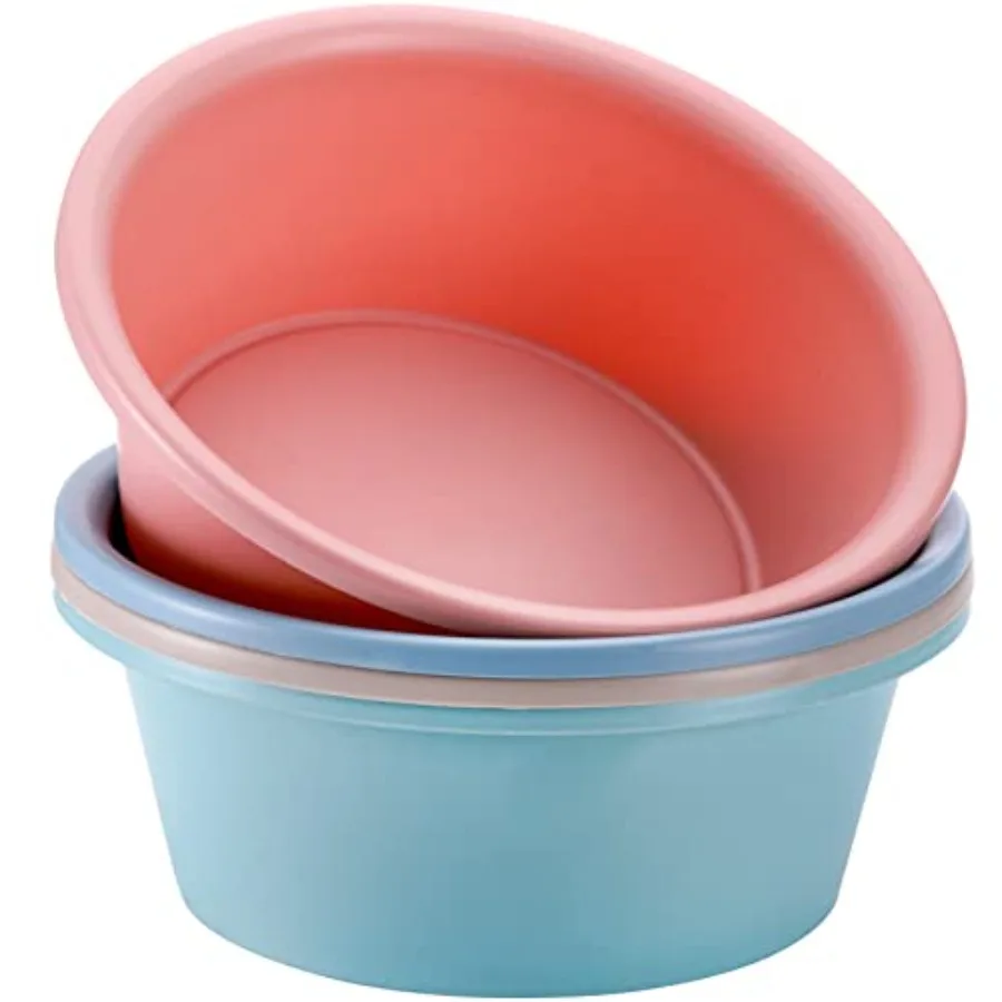 

4 Pack Round Plastic Wash Basin 5 Quart Stackable Camping Dishpan Portable Vegetable Fruit Dish Tub PP Small Multipurpose Washt