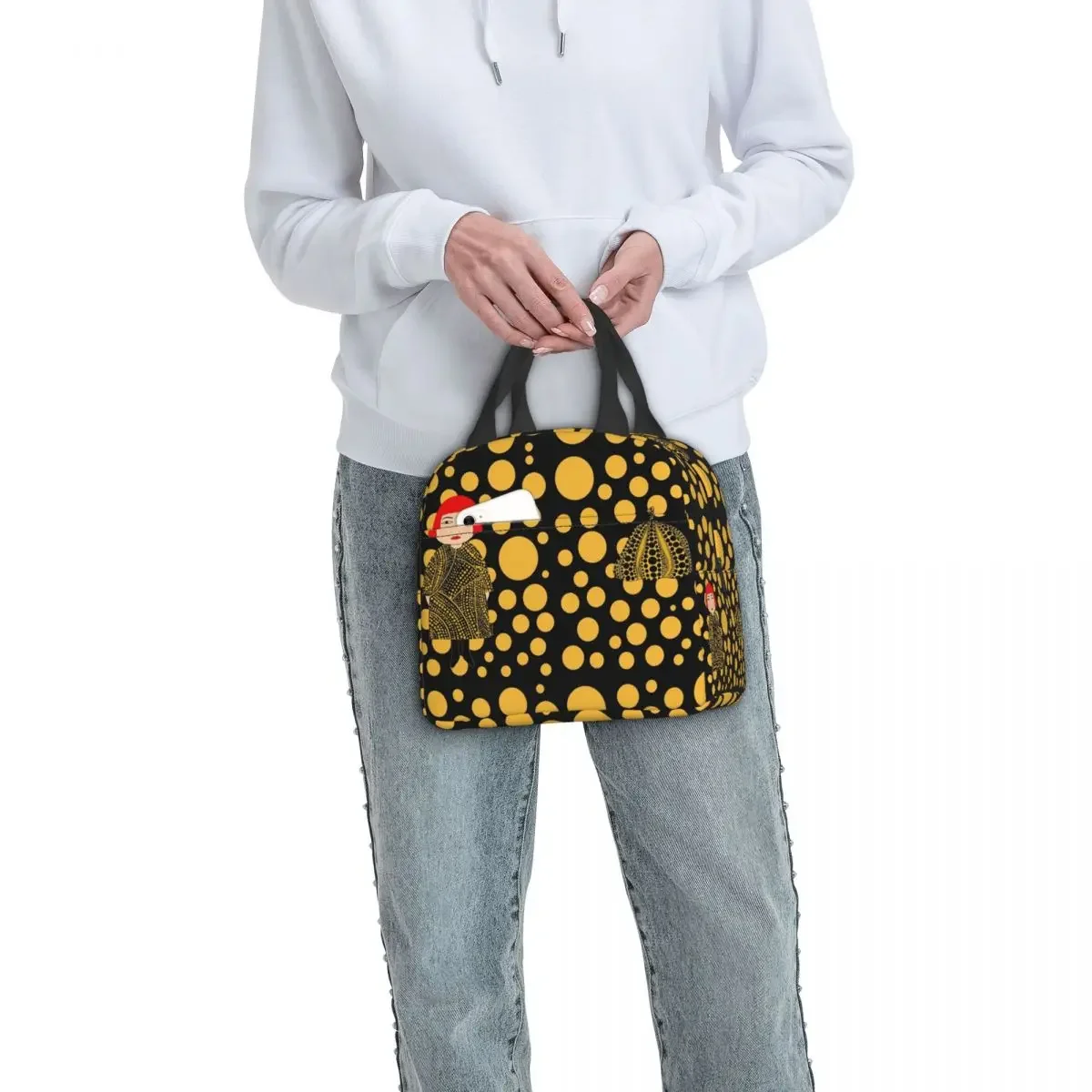 Yellow Dots Yayoi Kusama Pumpkin Insulated Lunch Tote Bag for Women Abstract Art Cooler Thermal Bento Box Kids School Children