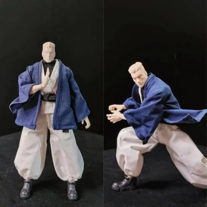 

In Stock 1/12 Scale Anime Character Jujutsu Kaisen Blue Coat White Suit Combat Clothes Model for 6'' Romankey Body