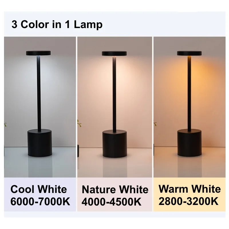 Rechargeable Led Night Light 3 Color Touch Table Lamp Creative Bedside Lights Outdoor Dining Written Lights Hotel Decor