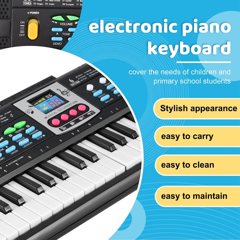 MQ 61 Keys Electronic Piano Digital Music Electronic Keyboard Musical Instrument Gift With Microphone For Kids Beginners