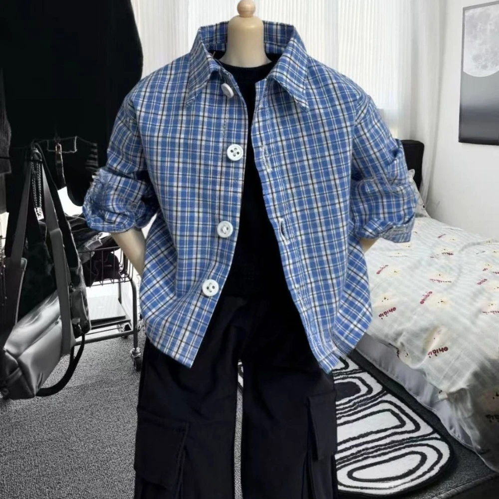 Ubranka dla lalek 1/4 dla lalek BJD 45 cm, koszula w kratę, uniwersalne luźne ubrania, zabawa w przebieranki, zabawki dla dziewczynek, akcesoria dla lalek, bez lalki