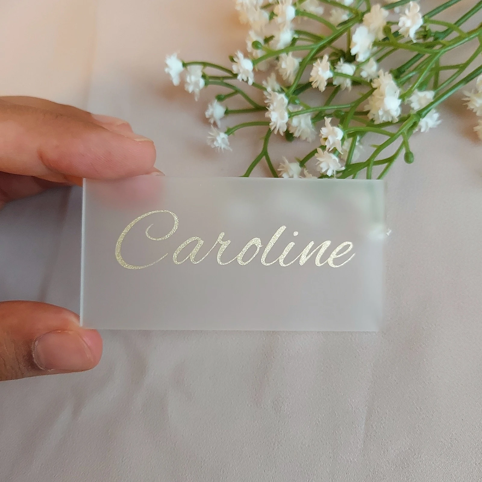 

Frosted Acrylic Rectangle Place Card Wedding Name Tag Bridal/Baby Shower Table Decor,Guest Favours Party Seting Decor Food Tag