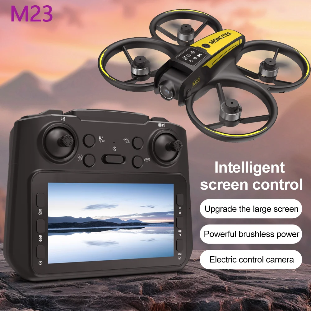 Drone M23 sans balais, moteur aérien 8K, caméra HD professionnelle, hélicoptère, contrôle d'écran de flux optique, Drone d'évitement Obatacle