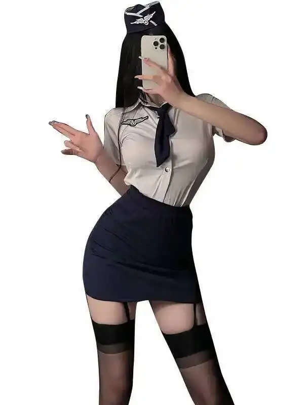 Erotic Skirt Sets Sexy Cosplay Costumes Temptation Bag Hip Skirt Policewoman Nightclub Skirt Sets Charming Sweet Beautiful FJ0S