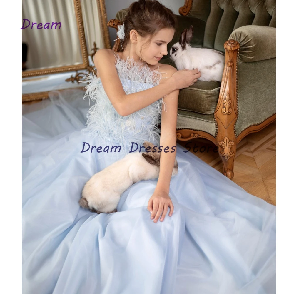 A Line Chic Sleeveless Flower Girl Dresses Court Train Scoop Baby Birthday Dress Floor Length 2023 Spring Платья для девочек-цве