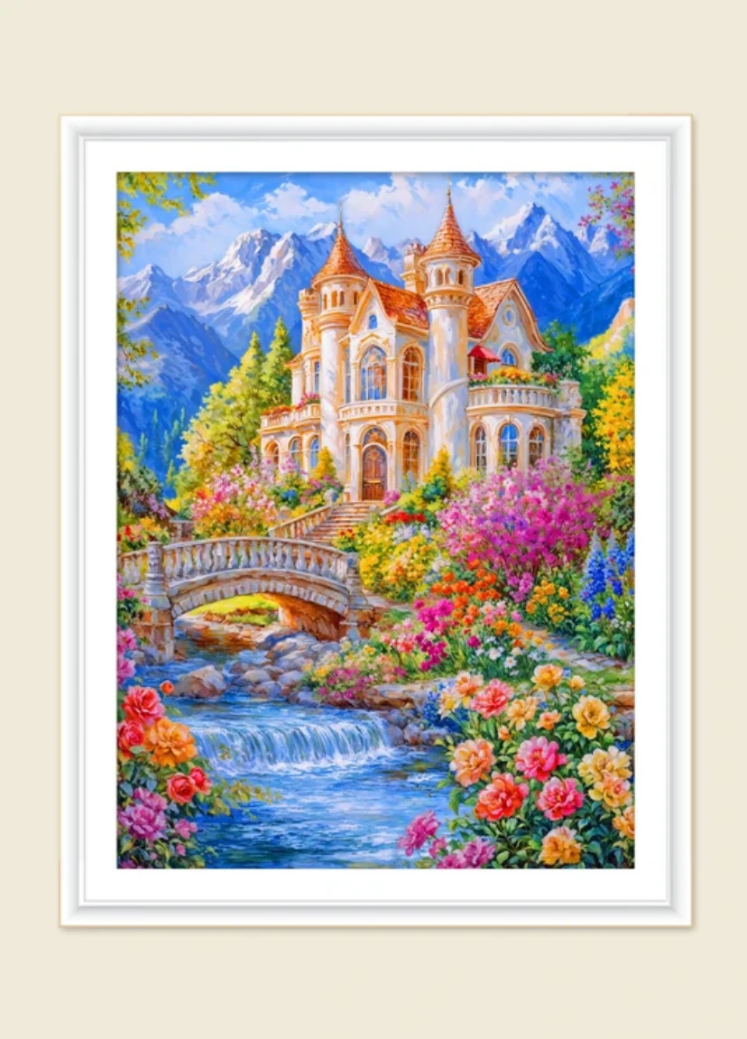 9ct 70x90cm Dream Castle Embroidery DIY Chinese Style Printed Kits Cross Stitch Needlework Home Decor Crafts