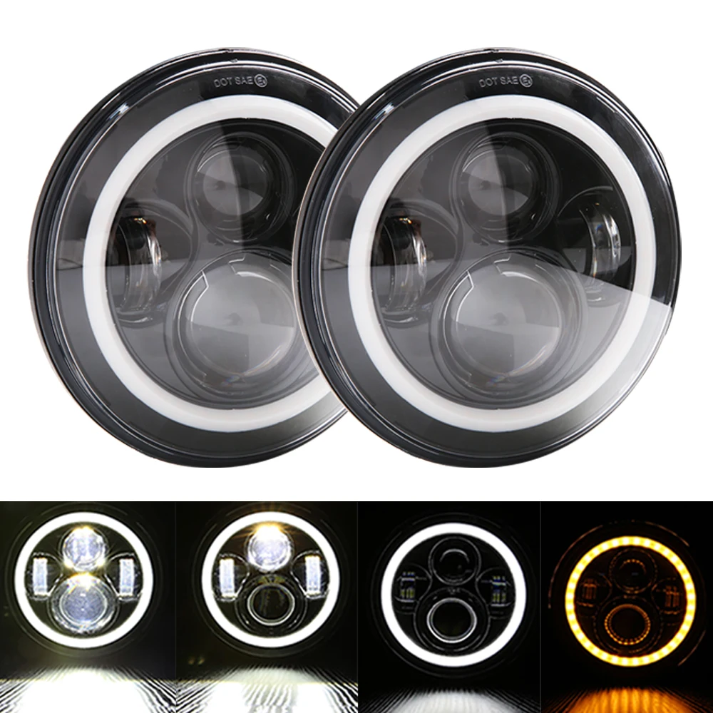 40W Headlight Car LED Running Light Angel Eyes H4 For Lada Niva 4x4 UAZ Hunter Hummer 1Pair