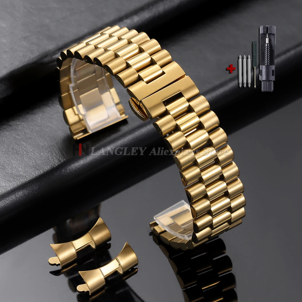 Massives Edelstahl-Uhrenarmband, 10, 12, 13, 14, 16, 17, 18, 19, 20 mm, 21 mm, 22 mm, Ersatz-Uhrenarmband mit gebogenem Ende, Herren- und Damenarmbänder