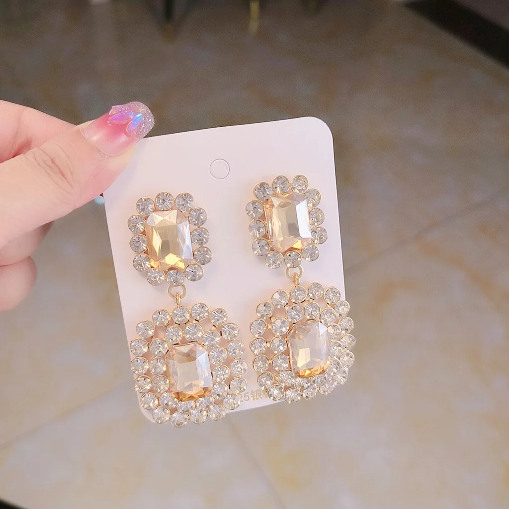 Exaggerated Fashion Crystal Light Luxury Geometric Earrings