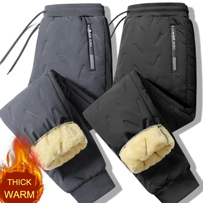 

Мужские спортивные штаны с флисовой подкладкой, водонепроницаемые тренировочные штаны большого размера, размеры 5XL 6XL7XL, зима 2024