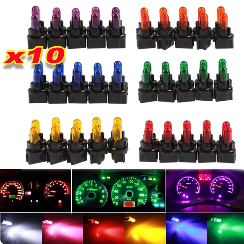 

5/10Pcs 12V T5 LED Automotive LED Diode Dashboard Light Bulb Halogen Bulb Indicator/Brake Lights Car Accessories