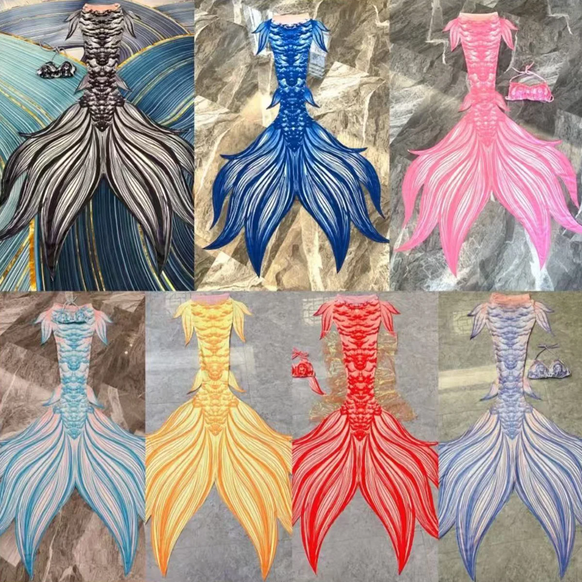 

Hot Selling Mermaid Tail Custom Colorful Beauty Mermaid Tail Aquarium Mermaid Performance Show Costume Mermaid Diving Flippers