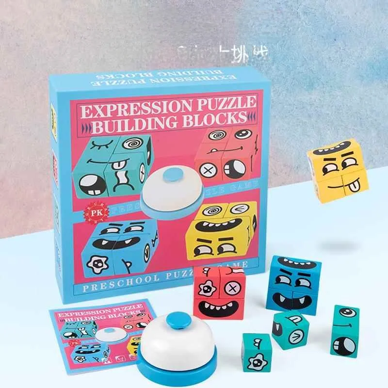 

Интерактивный деревянный эксprion Cube Building Blos, игрушка для детей, волшебный куб, меняющий лицо для малышей, игра для родителей и детей