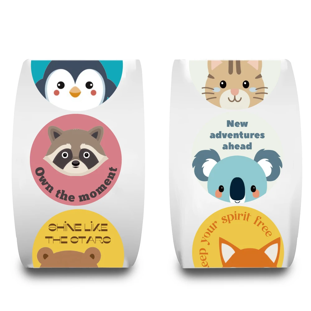 500PCS Inspirational Roll Adhesive Roll Sticker Cartoon Phone Coffee Art Living Room Laptop Luggage Harajuku Skateboard Sticker