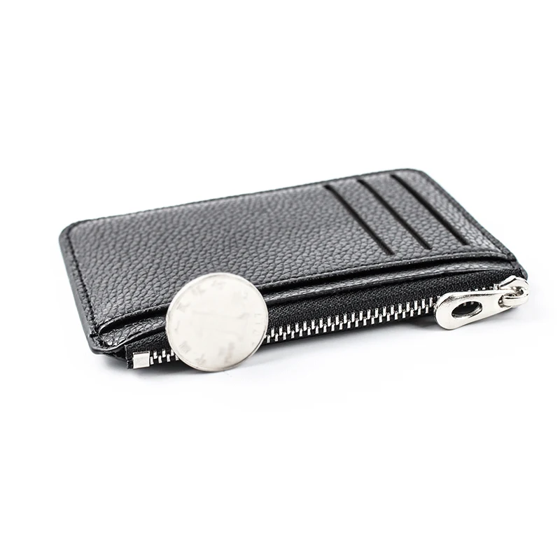 Unisex Business Card Case Zipper PU Leather Wallets Coin Purse Ultra-Thin Mini Credit Card Holder Women Men Slim Wallet Purse