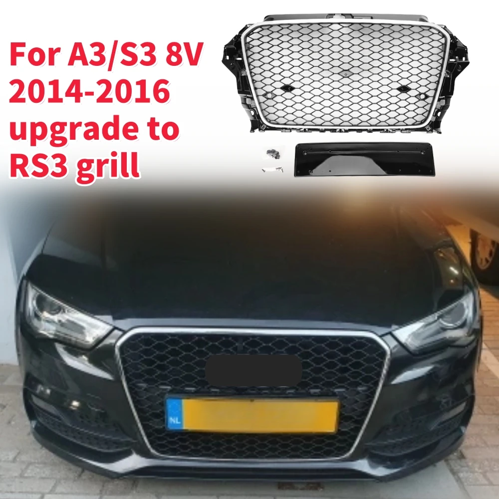 

Racing Grills Front Hood Grille Car Front Bumper Grill Center Grille for RS3 Grill for A3/S3 8V 2014-2016