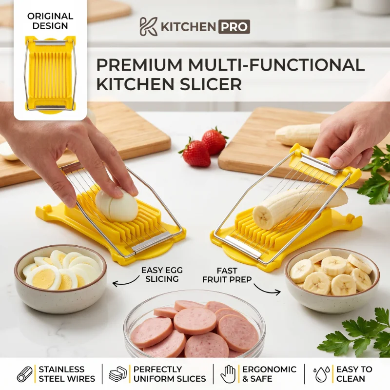Luncheon Meat Egg Cutter Stainless Steel Multi Function Food Banana Cheese Strawberry Slicer Kitchen Gadget