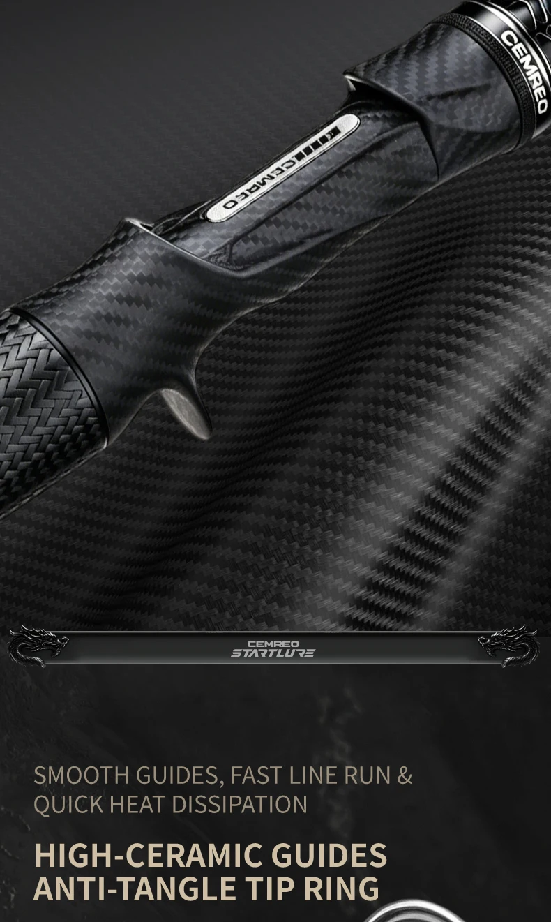 CEMREO Weitwurf-Angelrute mit schneller Aktion, leichtgewichtig, 1,8m/1,98m/2,1m/2,4m zum Angeln, Modell: DARK WARRIOR – Detail 9