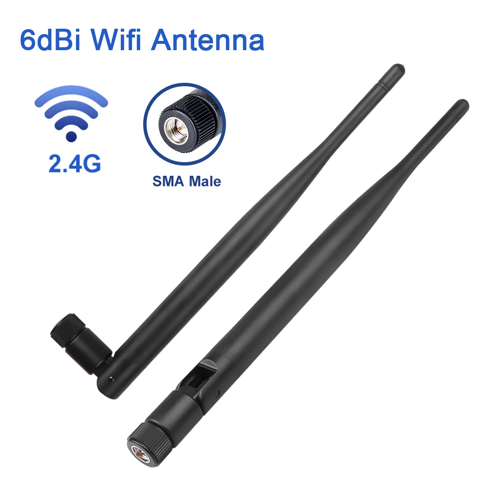 2 psc 2.4GHz Wireless WiFi Antena 6dBi SMA Macho Conector WiFi Antena Para Roteador Cartão de Rede Drone Câmera IP Pigtail Cable