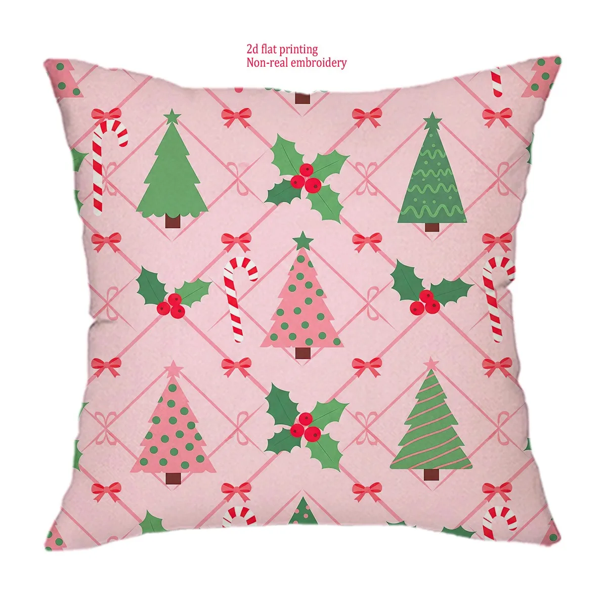 ¡fundas de almohada Festivas con estampado de arbol de Navidad rosa para un acogedora decoración navideña! فوندا دي كوجين #1