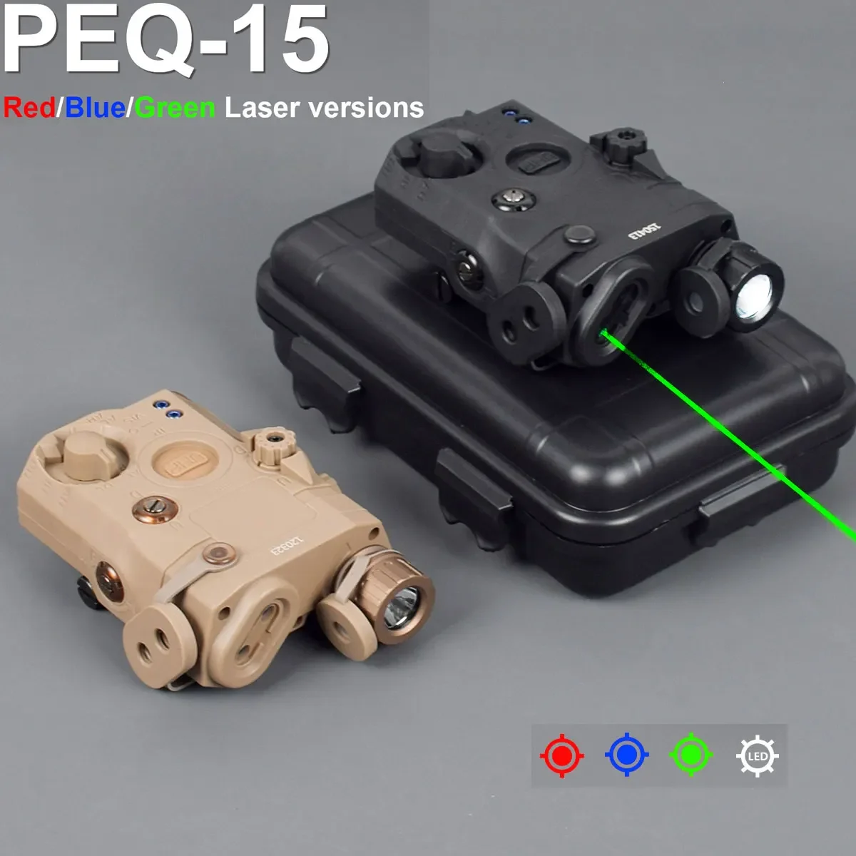 Tactical UHP AN PEQ15 Red Green Blue La-ser Dot Sight Scope Airsoft Weapon Light Rifle Gun 20mm Picatinny Rail AR15 HK416 AK47