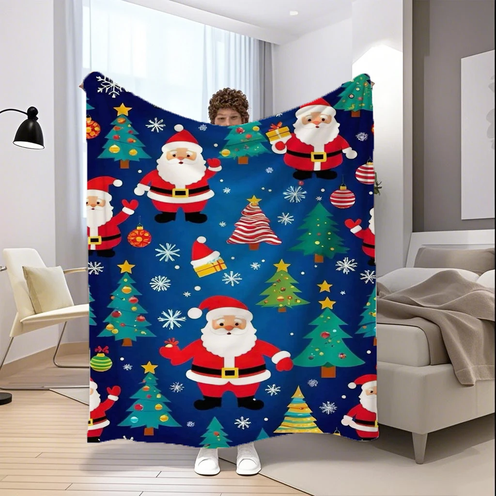 

Manta con temática de Papá Noel, funda de franela de microfibra, manta para dormitorio, sala de estar, sofá, decoración suave y