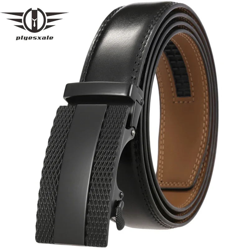 

Dark Brown Men Belt Genuine Leather Automatic Buckle Luxury Brand Male Belts Black Strap Original Natural Cowskin Belts B308