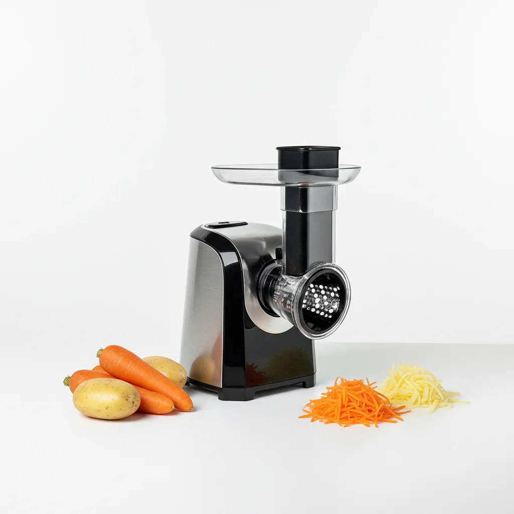 Electric Fruit Vegetable Cheese Slicer 5 Cutting Blades Grate Slice Shave, Chop Shred Salad Maker Detachable Parts Easy to Clean