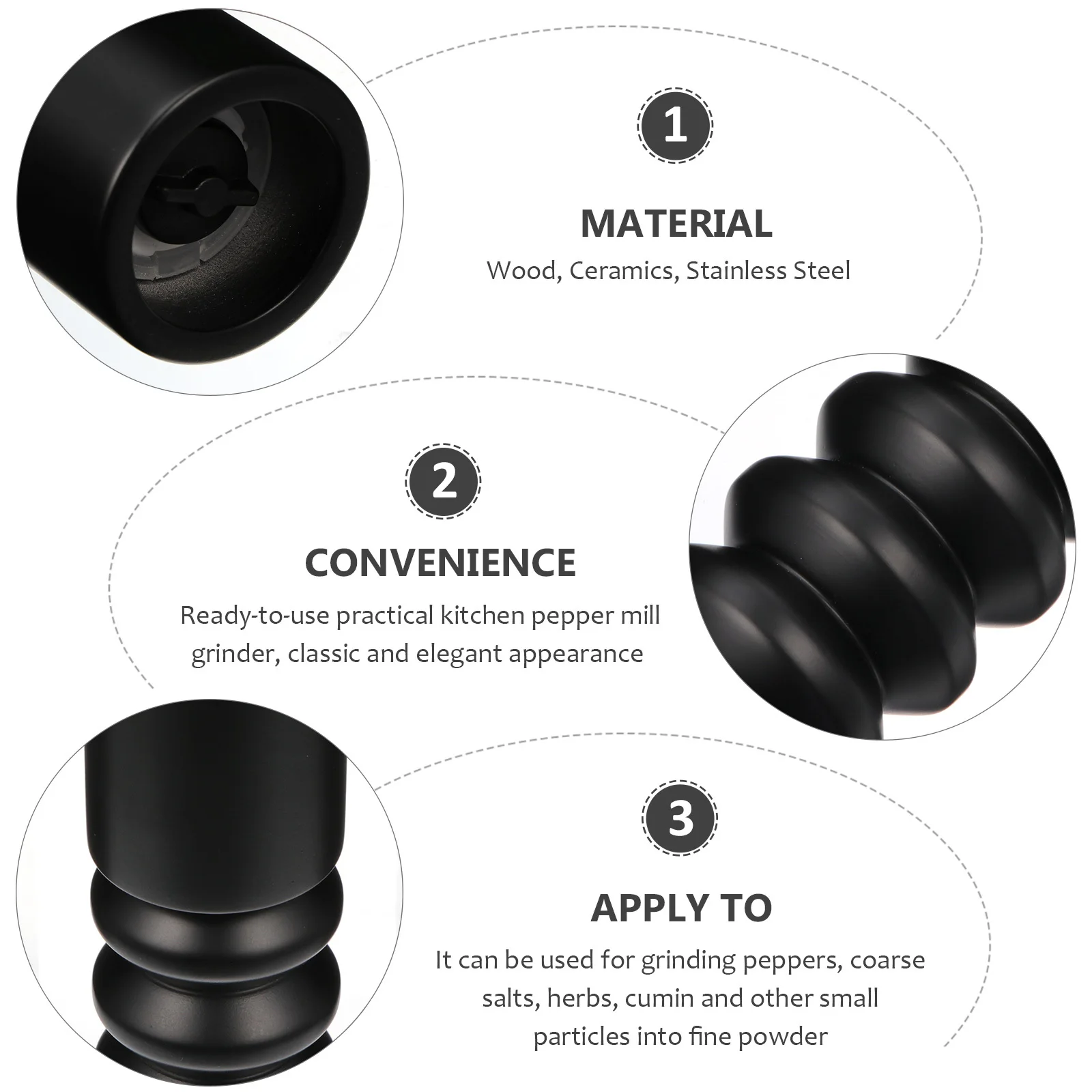 

Wooden Manual Pepper Mill Grinder Adjustable Ceramic Rotor for Cumin Pepper Spice Grinding Crusher Tool Bottle