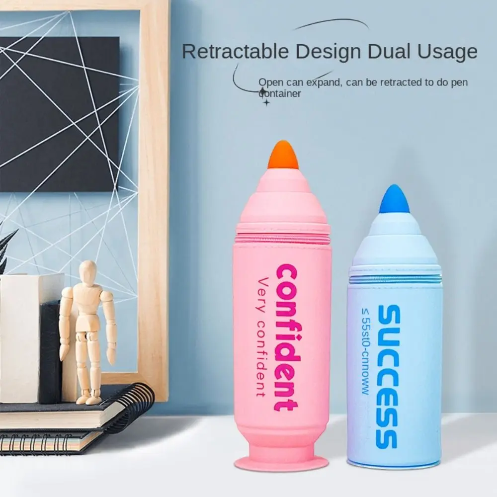 Marker Pen Shape Pen Holder Suction Cup Detachable Pencil Pot Silicone Colorful Stationery Storage Organizer Office
