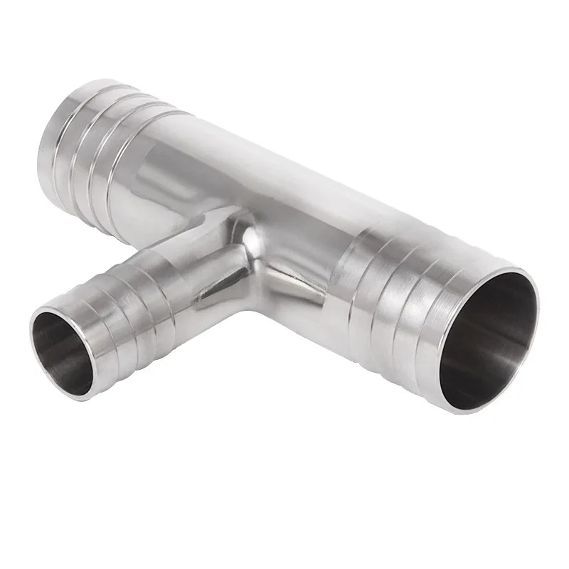 6 8 10 12 14 16 19 20 25 32 38 40 51mm Hose Barb Reducing Tee 3 Ways Splitter 304 Stainless Steel Connector Pipe Fitting