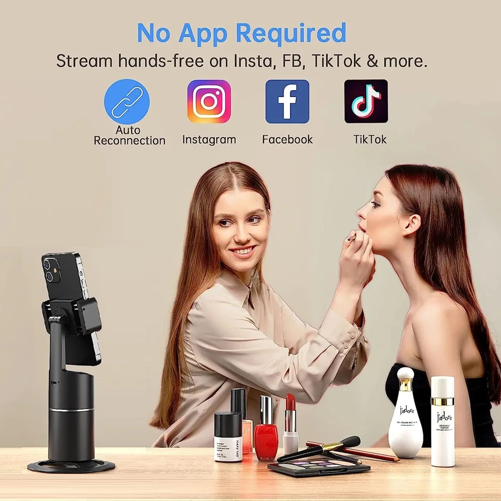 Intelligent Ai Selfie Stick Automatic Face Tracking Shooting Gimbal 360 Degree Rotation Follow Live Phone Holder Tripod Stand