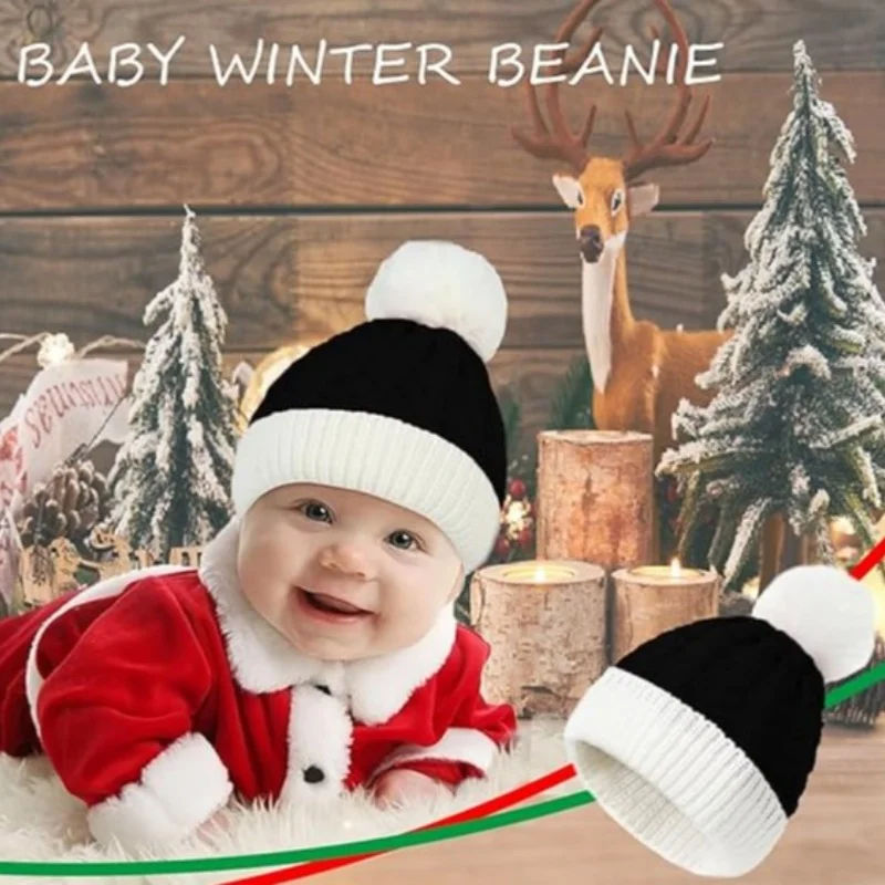 1/2/4ชุดหมวกถักไหมพรมลูกบอลขนสัตว์เด็กหมวกคริสต์มาสอบอุ่นหนาถุงมือสองชุดหมวกคลุมผมขนแกะฤดูใบไม้ร่วงและฤดูหนาว