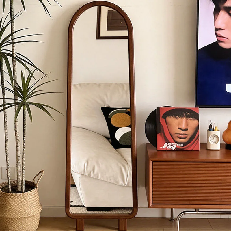 

Wooden Vintage Mirror Living Room Compact Standing Aesthetic Vanity Big Funky Mirror Oval Full Body Espelhos Home Decorations
