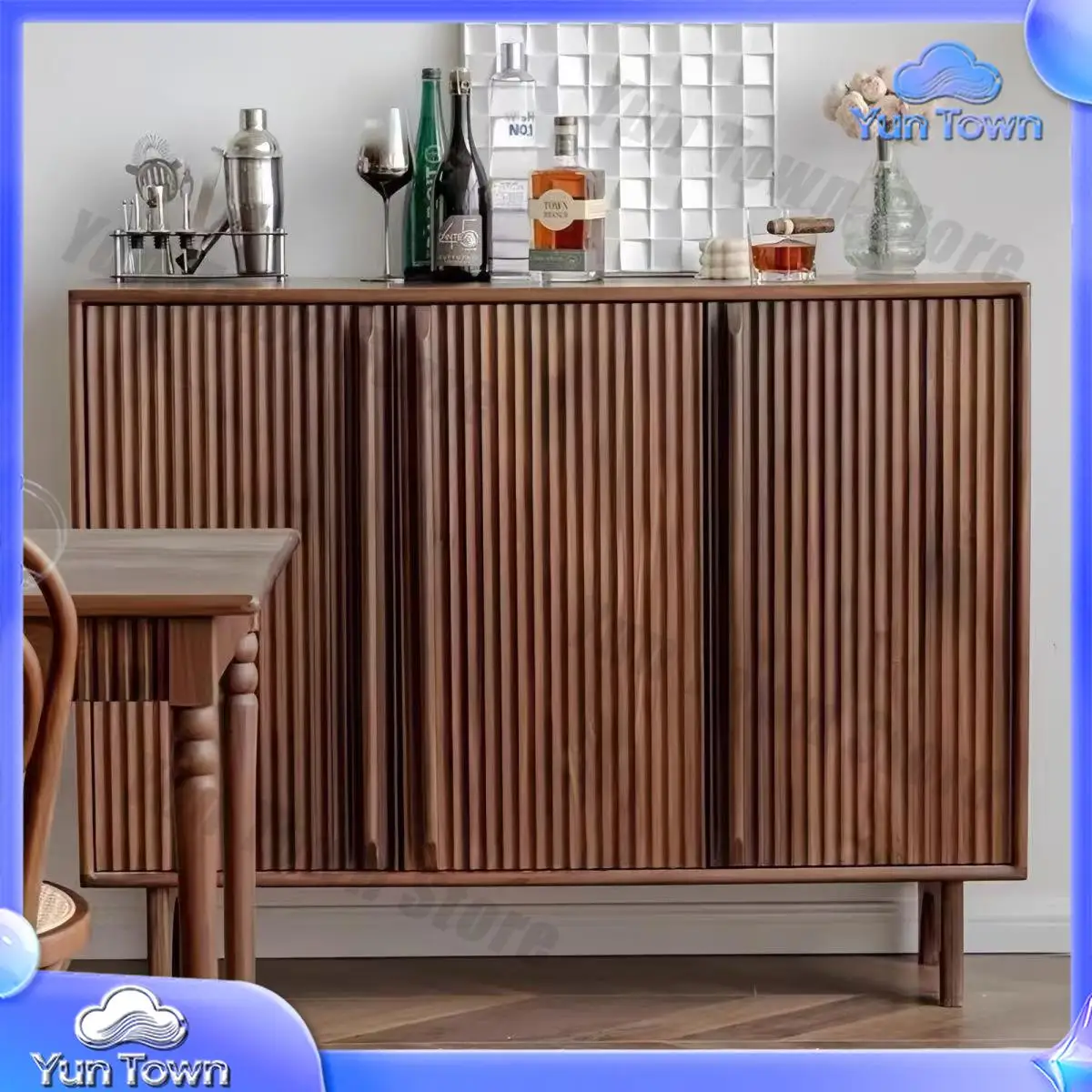 Hand-Carved Entry Shoe Cabinet With Floral Motifs & Modern Brass Pulls - Heritage Design