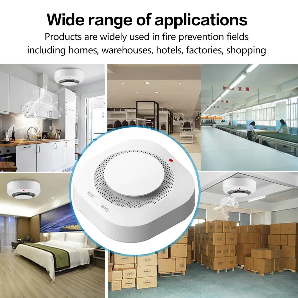 Wofea WiFi Smoke Detector Home Security Fire Alarm System Tuya Smart Smoke Sensor APP Message Push 95db Sound No Need Hub