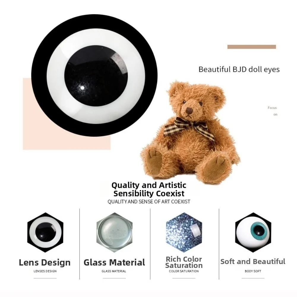 1pair 1~14mm Safety Glass Eyeballs Multisizes Black DIY Kit Crafts Glass Eyes Eyes