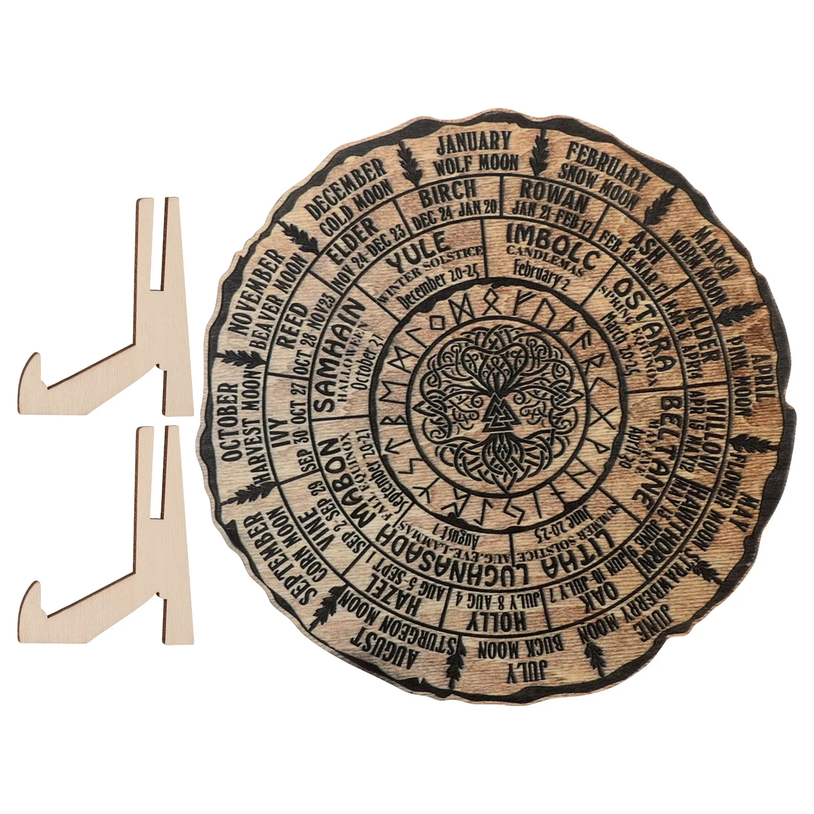 

Elegant Wooden Ornament Home Office Desktop Decoration Tree Ring Design Natural Wood Room Decorative Witch Calendar Tree of the