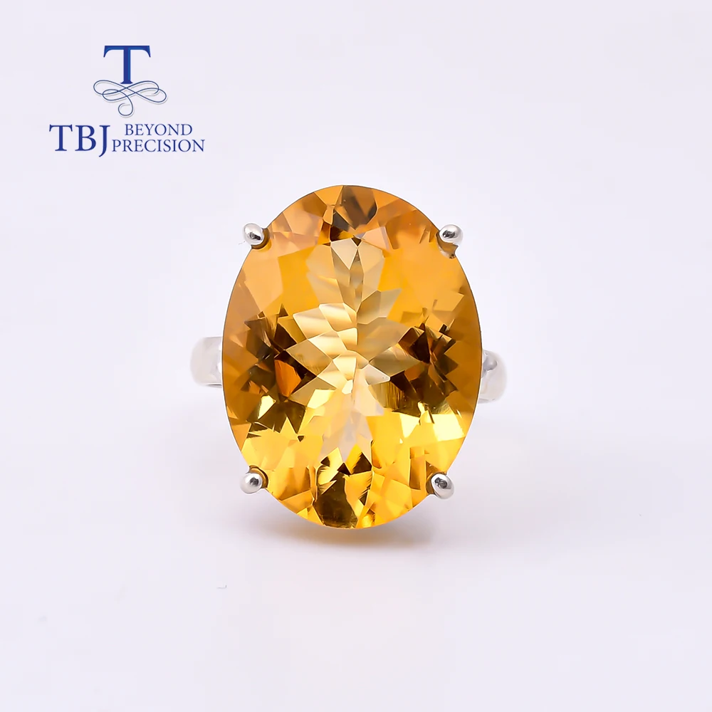 2026 Handmade jewelry Natural 17.5ct oval shape citrine Ring  gemstone simple jewelry 925 sterling silver for women gift