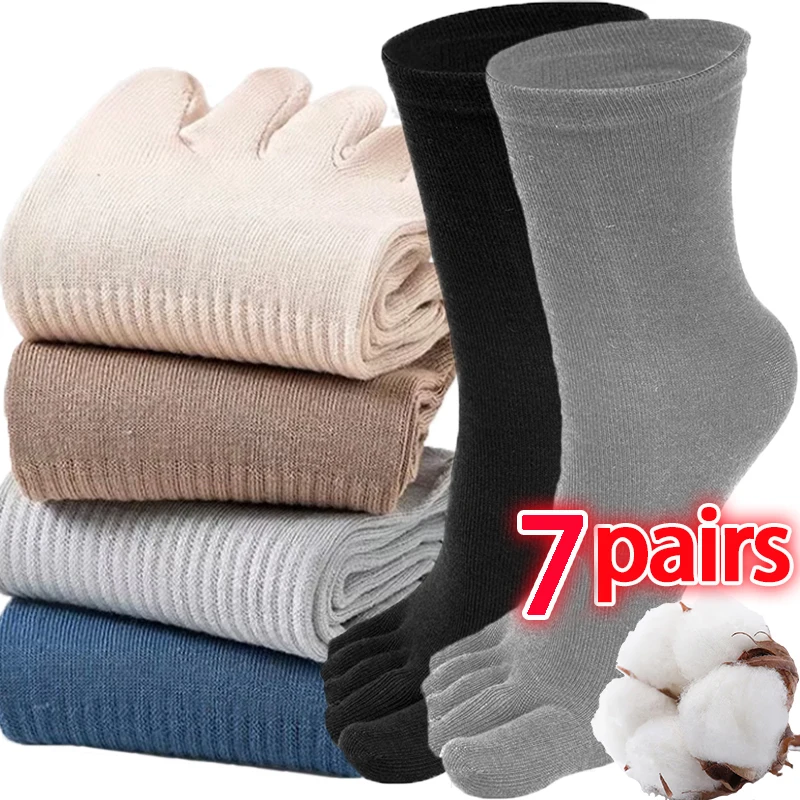 

Fashion Five Fingers Socks Men Cotton Toe Socks Breathable Short Ankle Crew Socks Sports Solid Color Middle Tube Floor Stockings