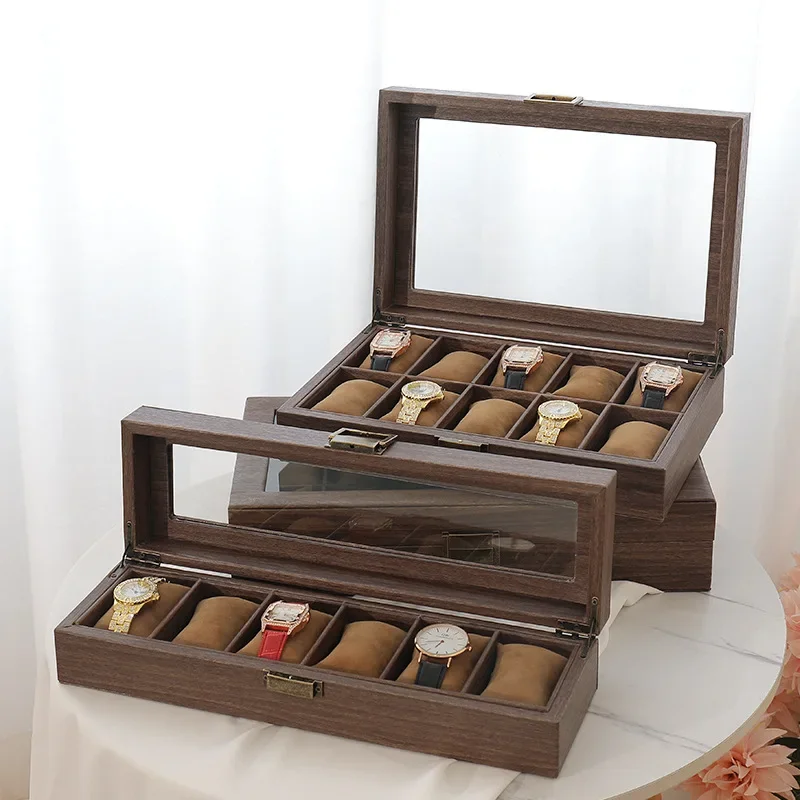 ASINGYER Wooden Watch Display Box Retro Style Imitation Wood Grain Eyeglass Headpiece Storage For Case Jewelry Gift Box