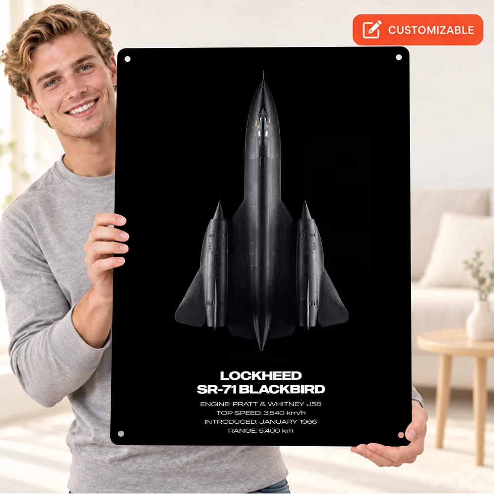 Lockheed SR-71 Blackbird Aircraft Aluminum Poster Personalized Metal Sign Contrast Aeronautical Wall Art For Home Office Decor